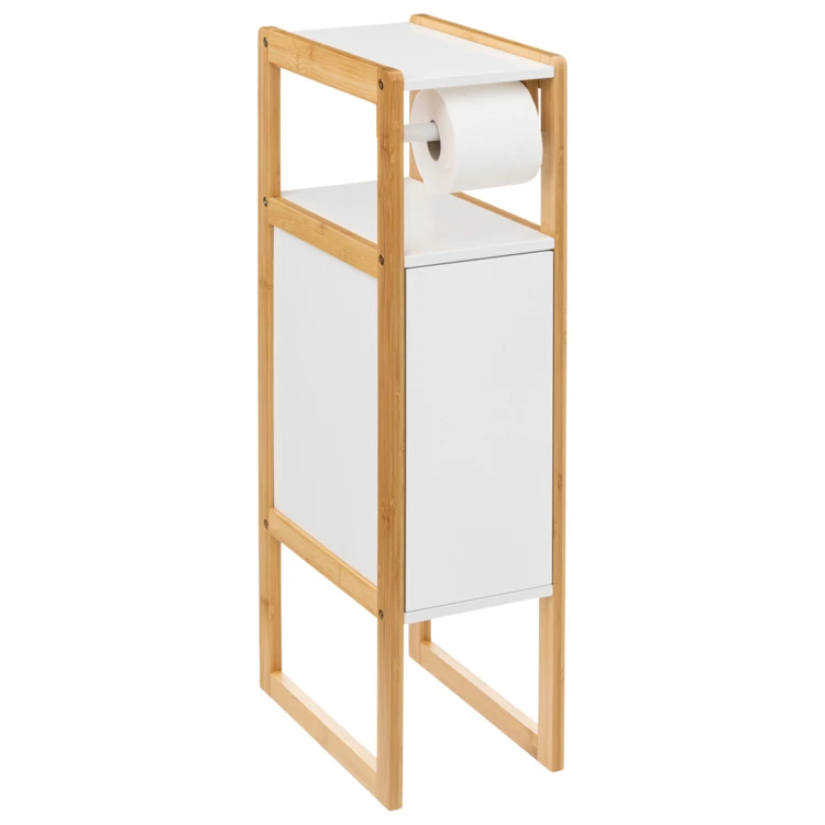Dérouleur papier toilette avec rangement intégré en bois