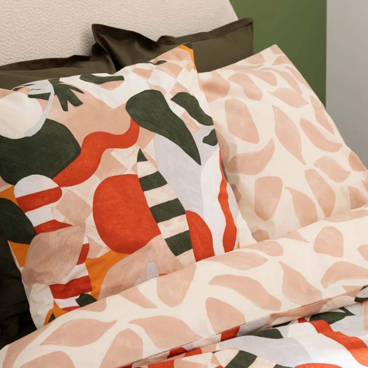 Juego de cama reversible de algodón con estampado vegetal