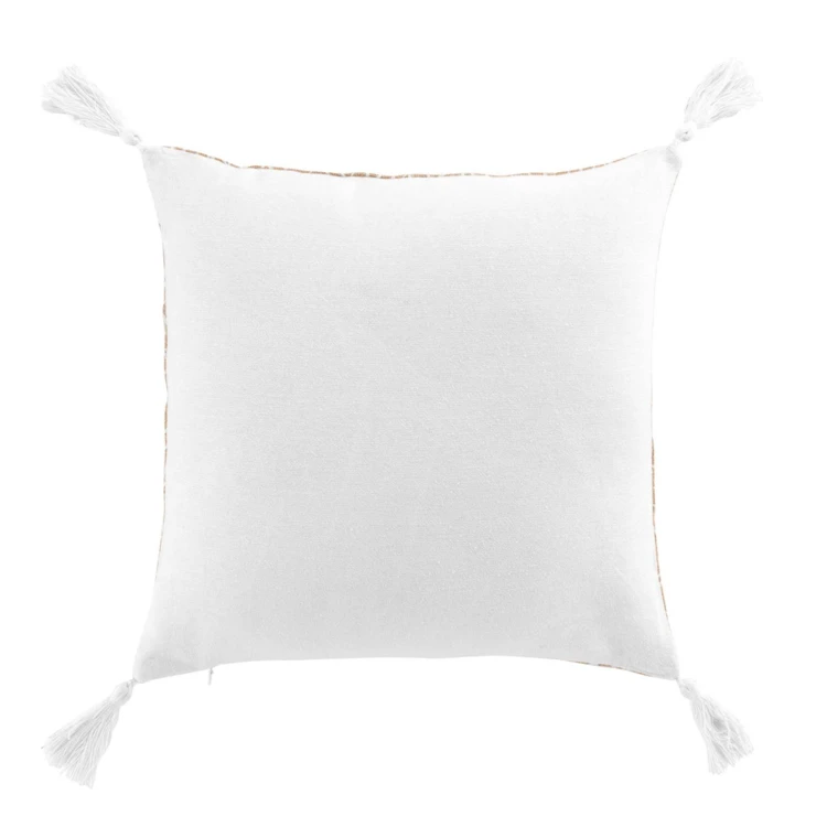 Coussin déhoussable en jute imprimé feuilles