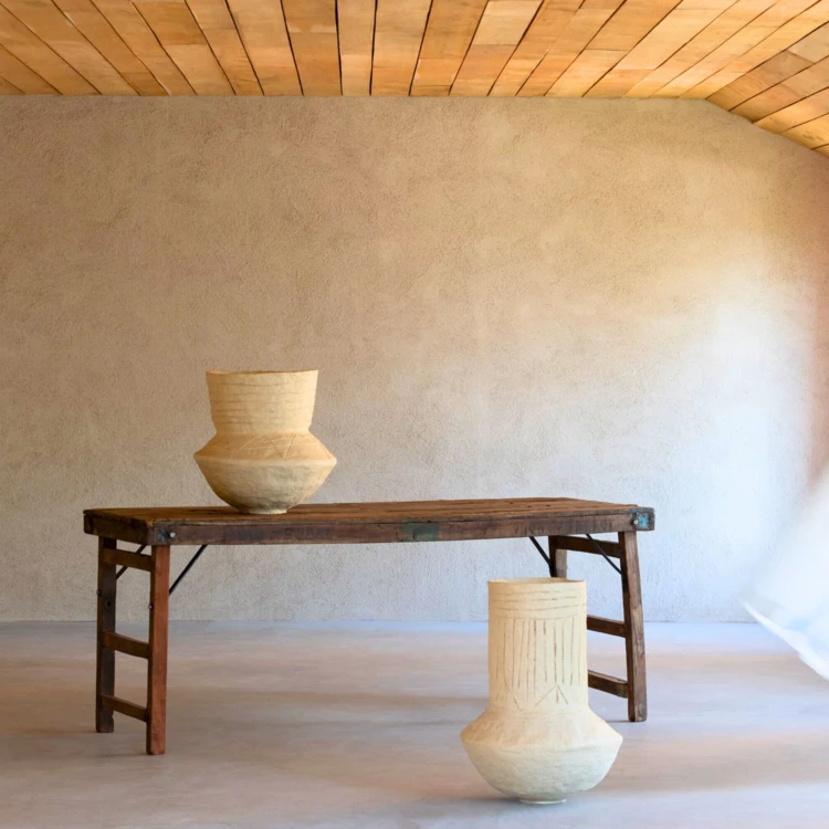 Pot décoratif en papier mâché naturel