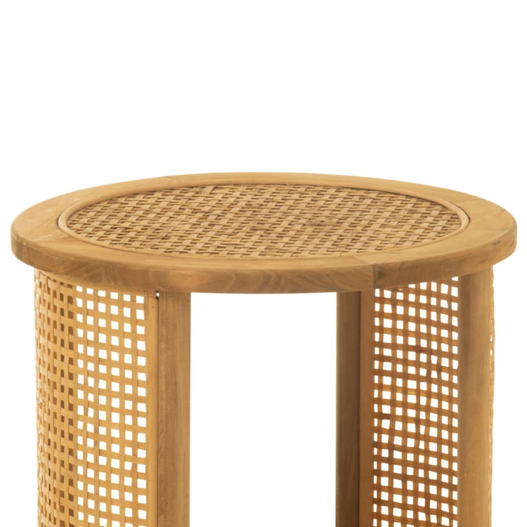 Table basse salon rotin à double plateaux