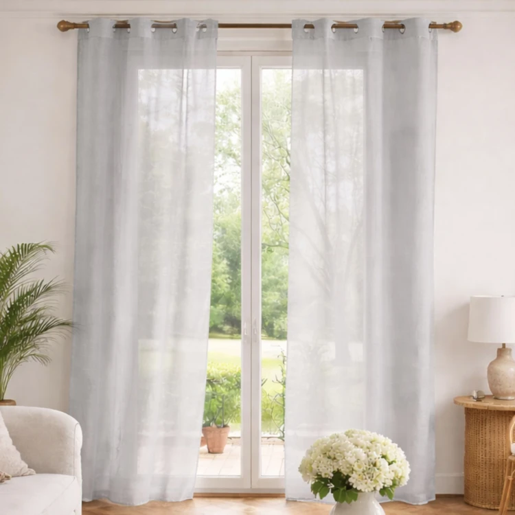 Voilage poly-lin uni  fluide