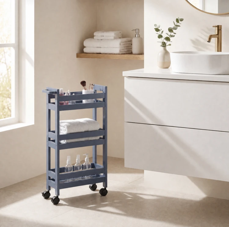 Desserte de salle de bain à roulettes 3 niveaux