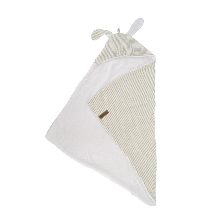 Sortie de bain bébé en mousseline à rayures avec capuche