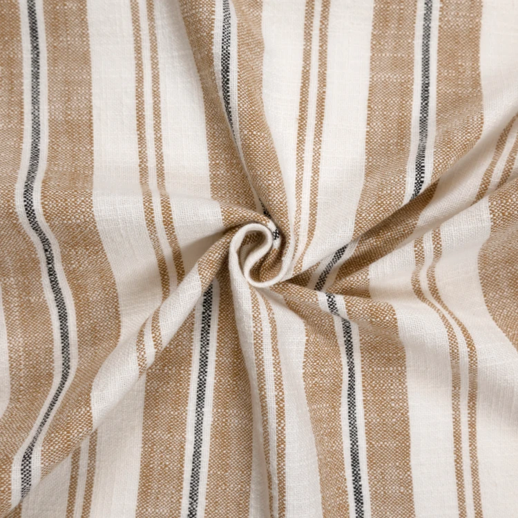 Rideau tamisant en coton flammé à rayures