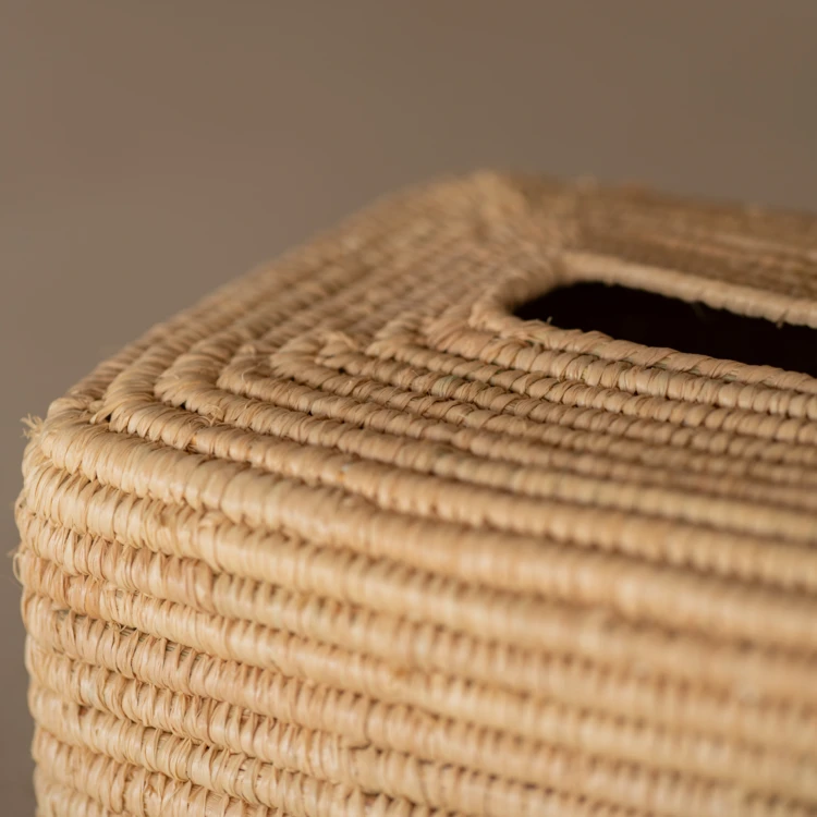 Boîte à mouchoirs en feuille de palmier naturel