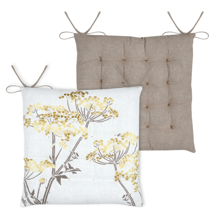 Galette de chaise feuillage doré pour intérieur chic