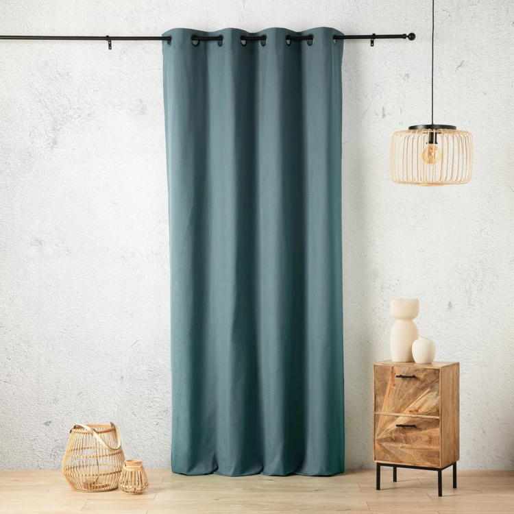 Rideau aspect lin à oeillets