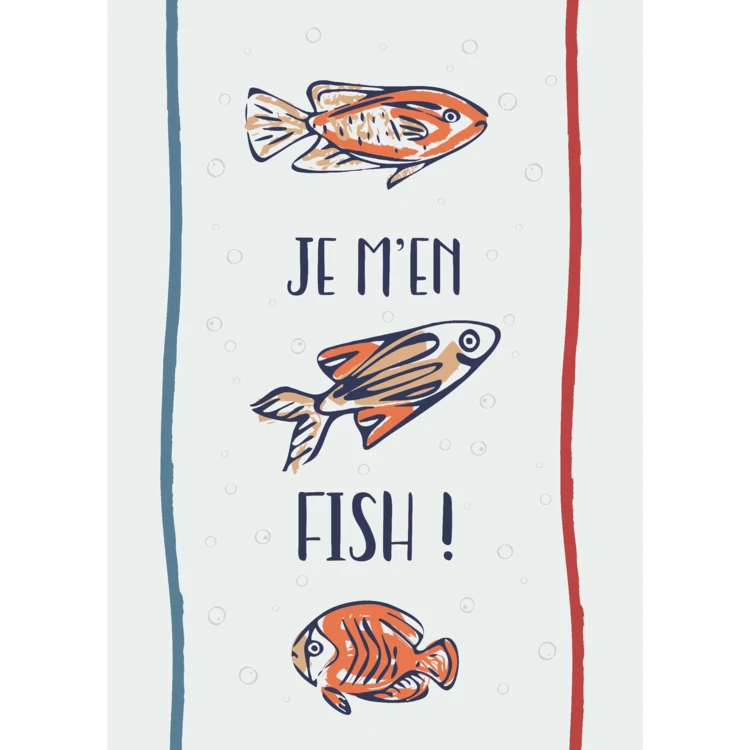 Lot de 3 torchons message poissons en coton