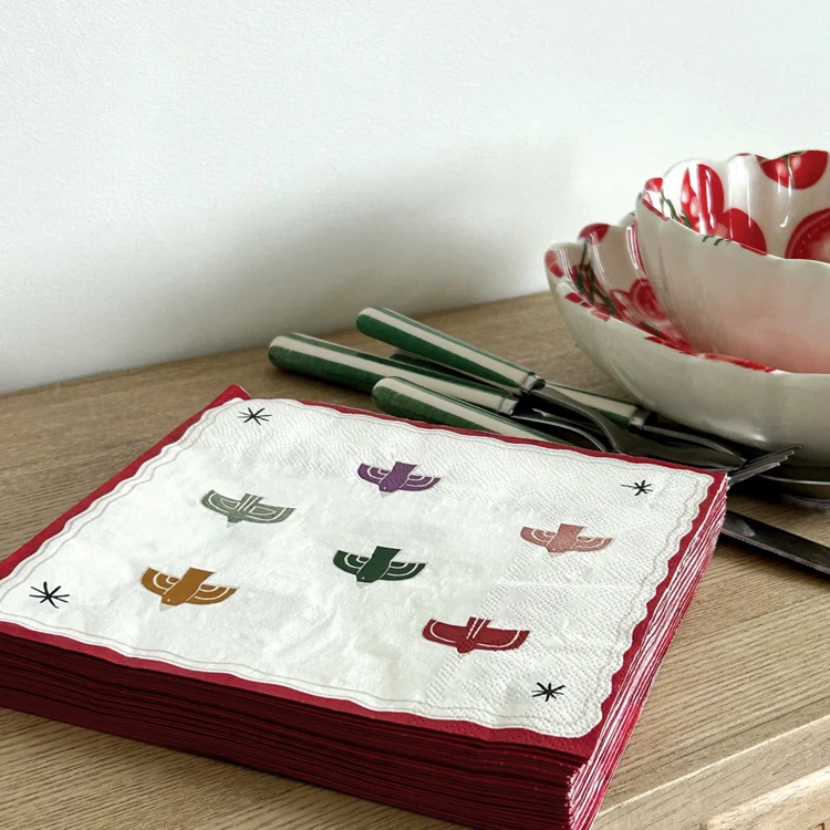 Lot de 20 serviettes en papier motif oiseau