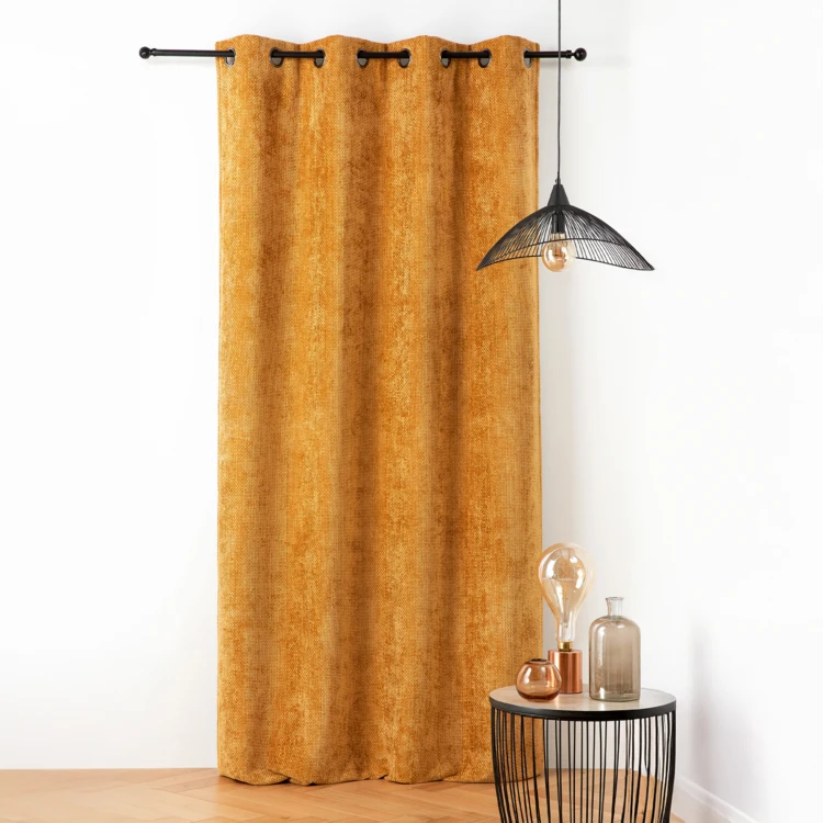 Rideau thermique et phonique effet chenille satinée