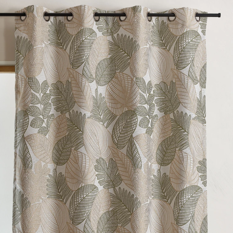 Rideau jacquard en poly-coton à motifs feuilles