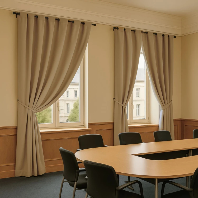 Vorhang 100% Verdunkelnd Flammhemmend M1 Feuerfest Ecru