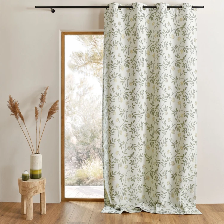 Rideau jacquard polycoton motifs végétaux