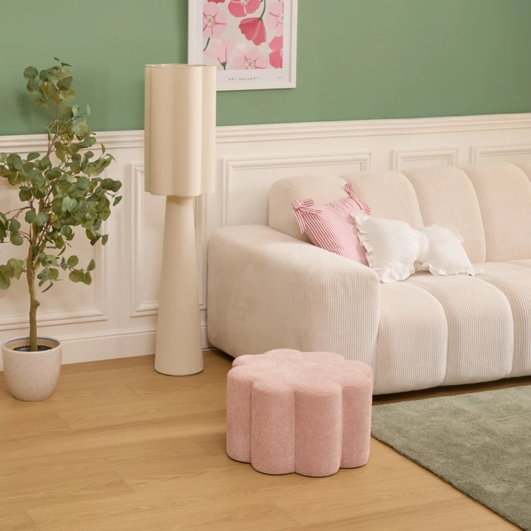 Pouf fleur en tissu décoratif