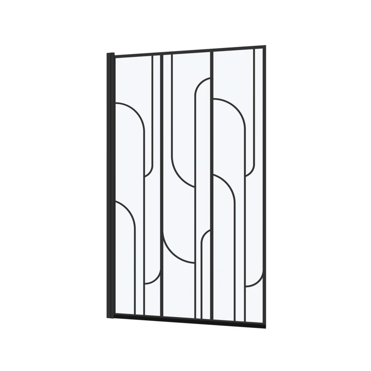 Pare-baignoire rabattable en verre trempé sérigraphié Art déco