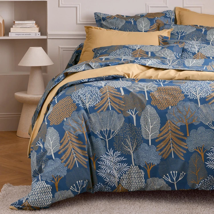 Housse de couette 100% percale de coton 80 fils forêt