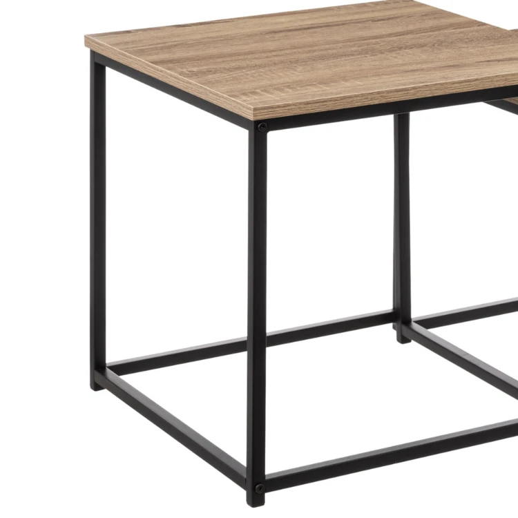 Duo de tables gigognes métal et bois