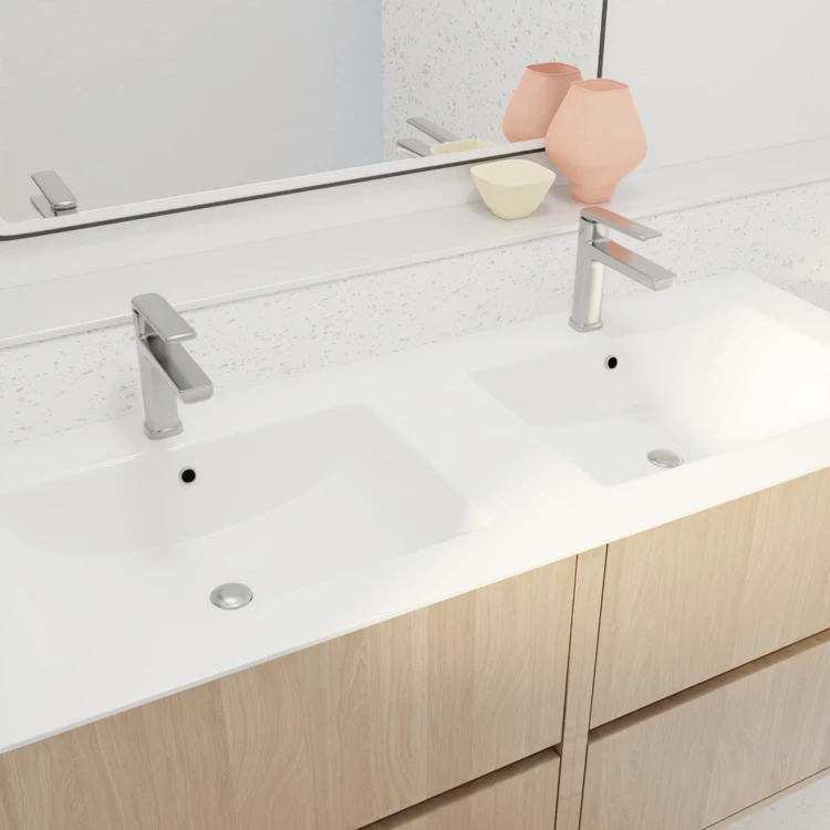 Meuble de salle de bains suspendu double vasque avec 4 tiroirs