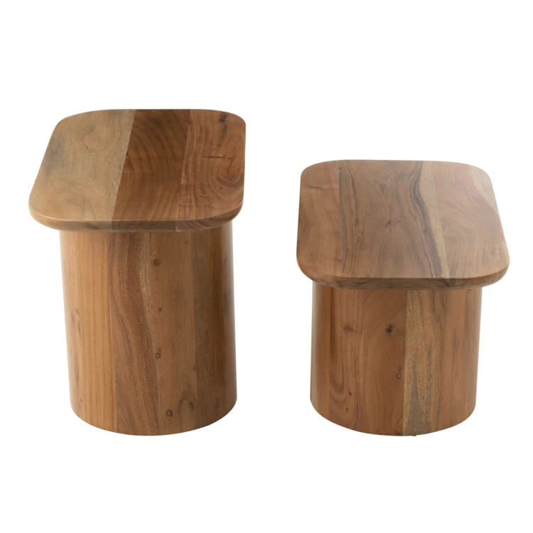 Conjunto de 2 mesas de centro de madera de acacia