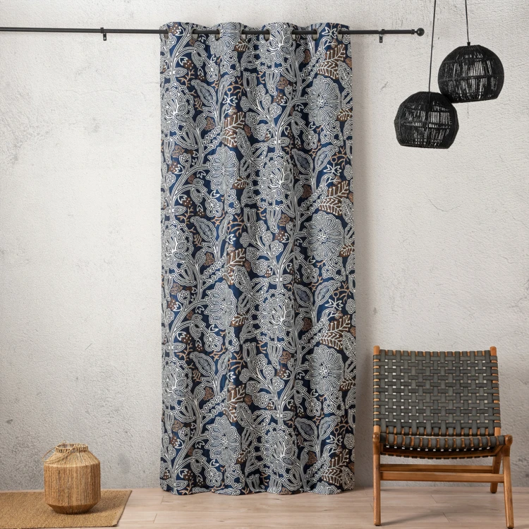 Lichtdurchlässiger Jacquard-Vorhang mit floralem, grafischem und raffiniertem Muster