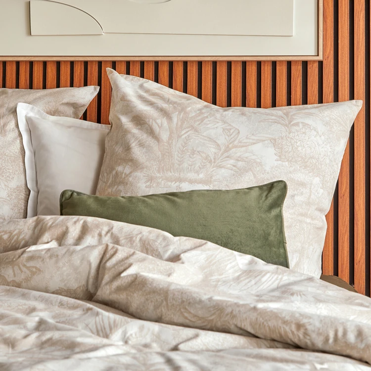 Conjunto de cama de 3 peças em algodão reversível com padrão «toile de Jouy»