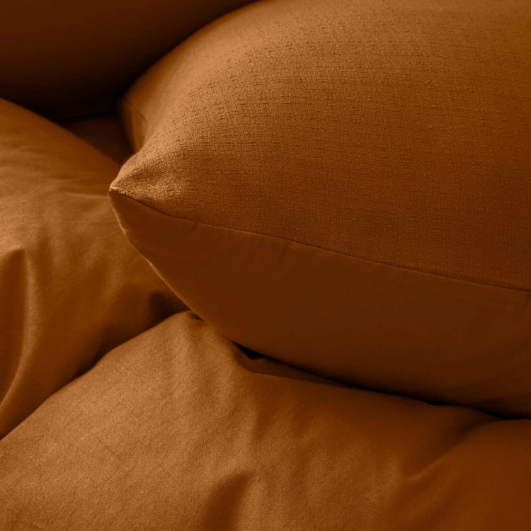 Parure de lit 3 pièces en coton relief uni housse + taies