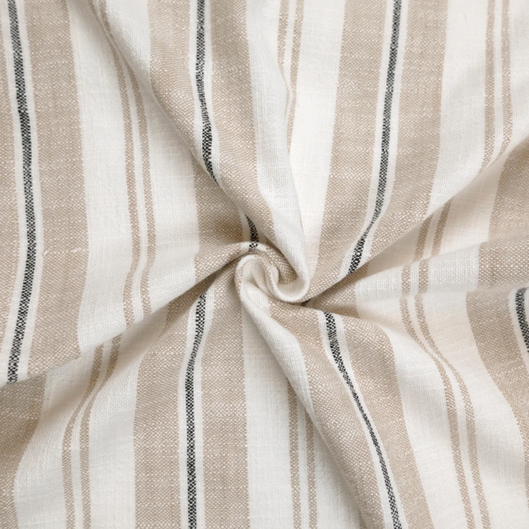 Rideau tamisant en coton flammé à rayures