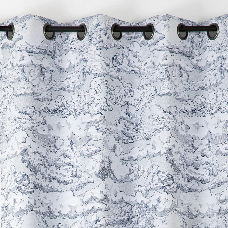 Rideau jacquard motif nuage à oeillets