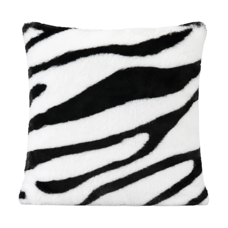 Gefülltes Kissen mit Zebra-Muster und Rückseite aus Samt