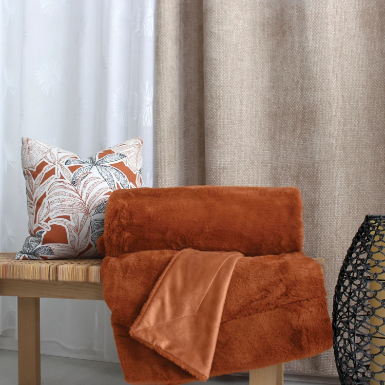 Plaid effet fourrure double face flanelle