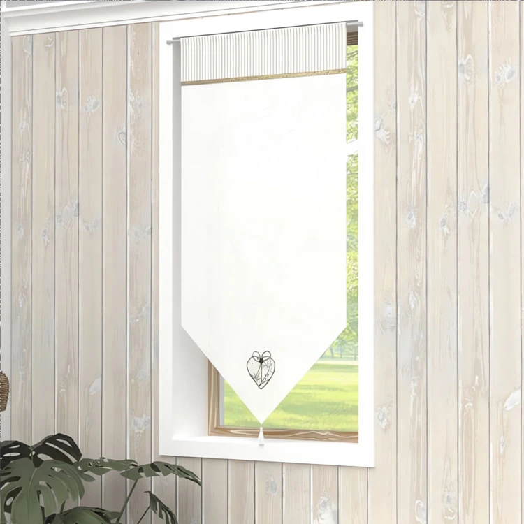 Brise-bise en coton à passe-tringle avec pointe décorative