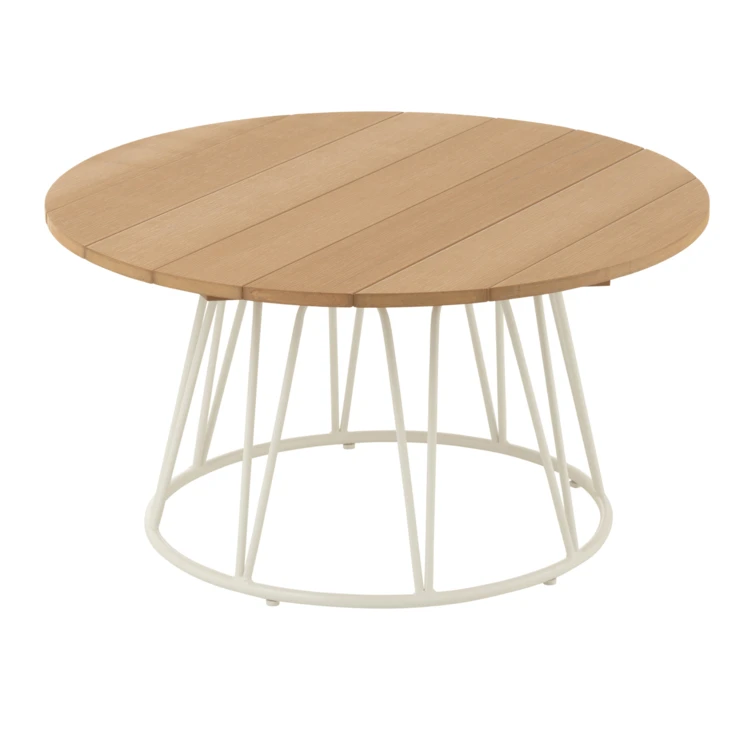 Mesa de centro redonda de madera y hierro