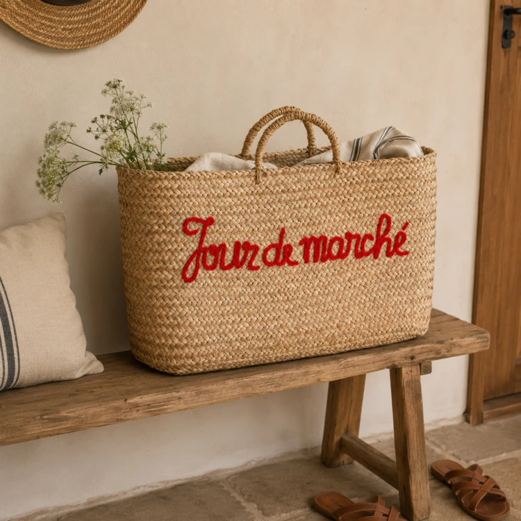 Panier rectangulaire en fibres tressées JOUR DE MARCHÉ
