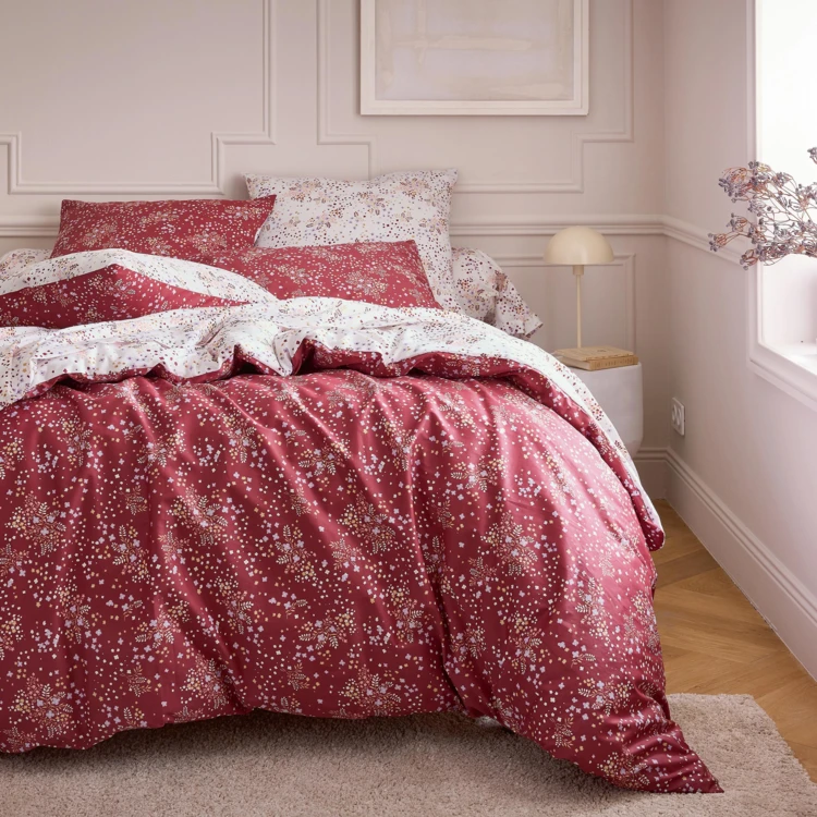 2-delige bedlinnenset, gebloemd satijn katoen 110 thread-count, overtrek en kussensloop