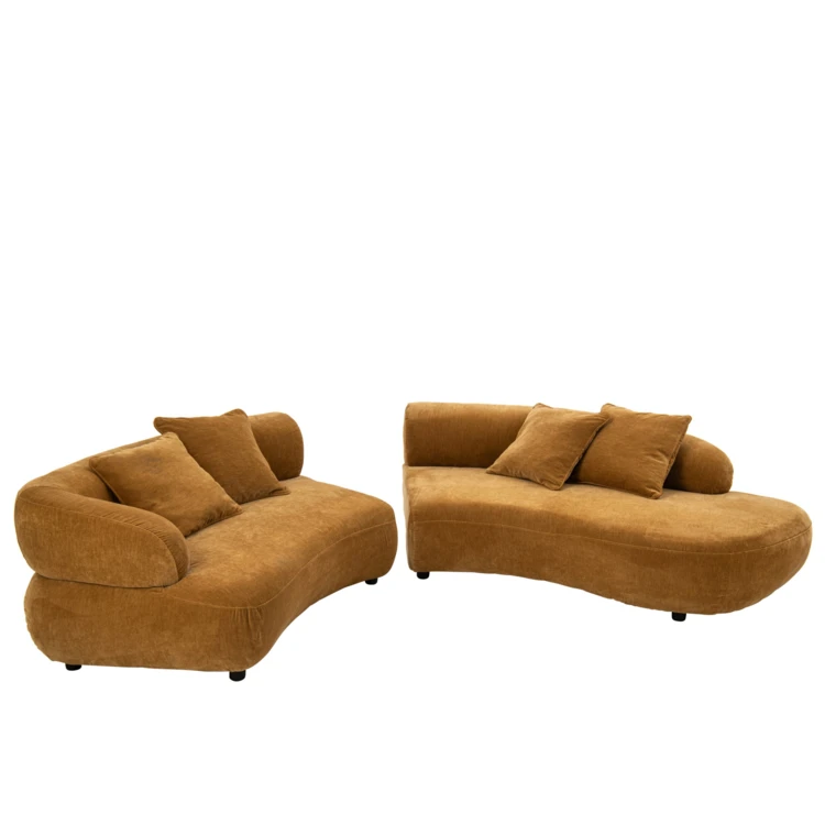 Canapé 4 places avec 4 coussins en contreplaqué et tissu