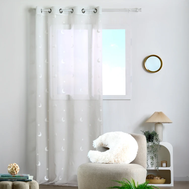 Voilage enfant brodé étoiles et lunes