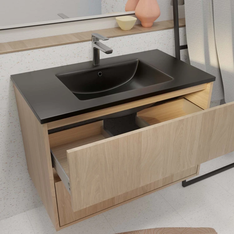Meuble de salle de bains suspendu 2 tiroirs avec vasque