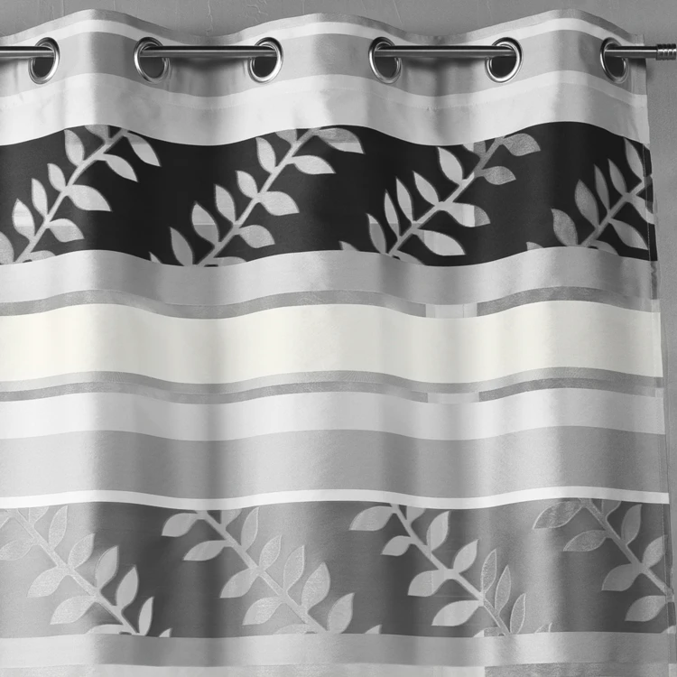 Rideau en organza à rayures et motifs feuilles