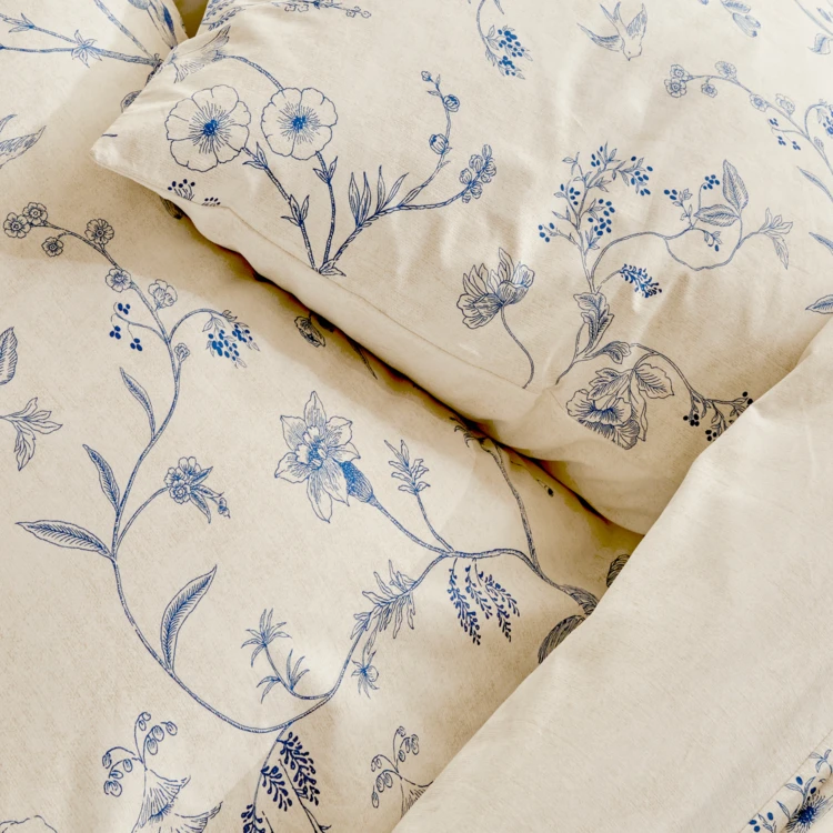 Parure de lit imprimée 3 pièces inspiration japonaise housse + taies