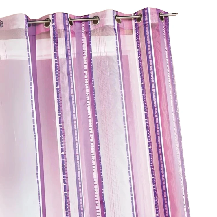 Voilage en organza jacquard à rayures verticales colorées