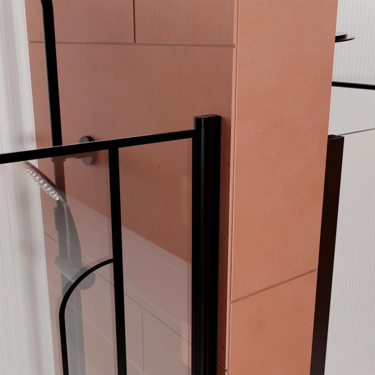 Pare-baignoire rabattable en verre trempé sérigraphié Art déco