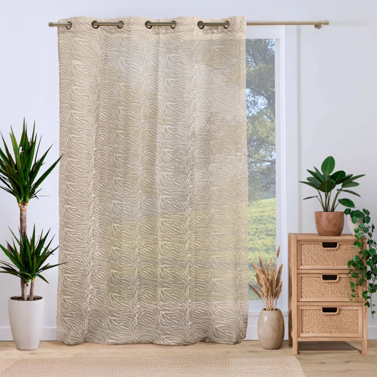Voilage tamisant à œillets en voile tissé à motif zébré
