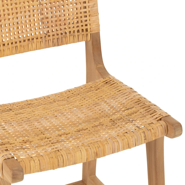 Chaise de bar en rotin et bois de teck