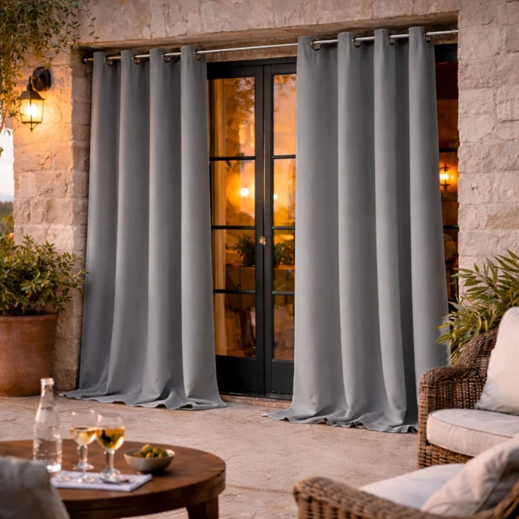 Rideau d'extérieur en tissu déperlant