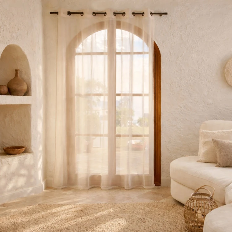 Visillos Lisos en Estameña con Ollaos