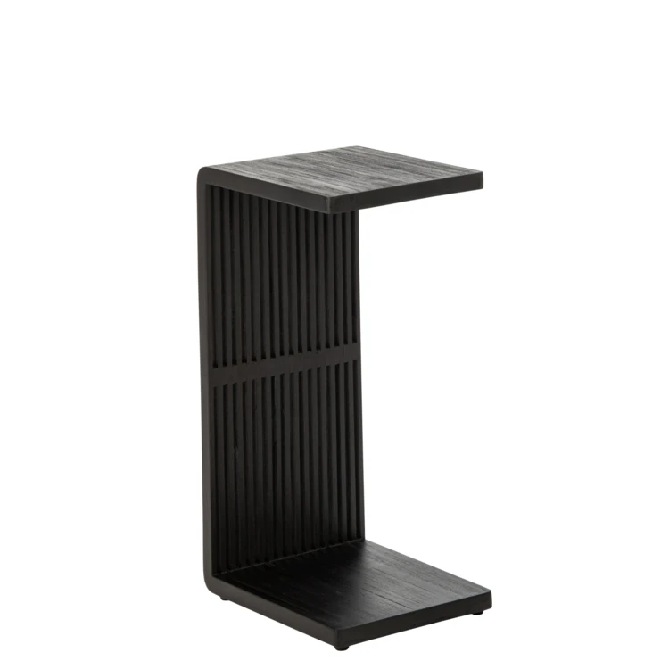 TABLE D'APPOINT À LATTES BOIS RECYCLÉ NOIR