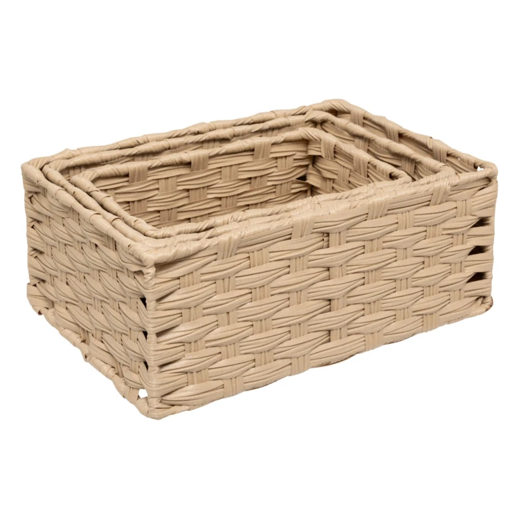 Juego de 3 cestas altas tejidas