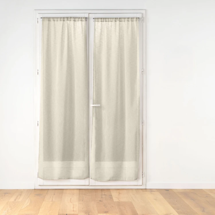 Paire de voilages passe-tringle en voile tissé pour porte-fenêtre