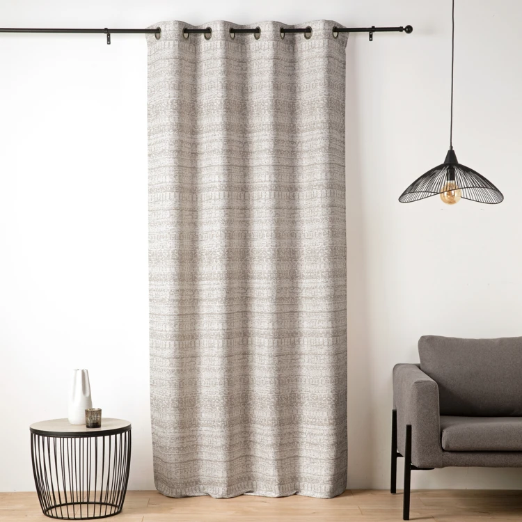 Cortina de jacquard texturizado de inspiración mineral con ojales